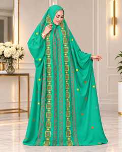 ملحفة كتان مطرّز بالكامل – B019