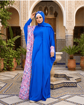 عباية آسيا ستان أرماني بنقشة جانبية ازرق – 302 - Huduum
