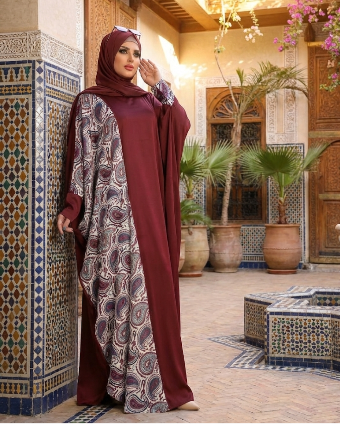 عباية آسيا ستان أرماني بنقشة جانبية نبيتى – 302