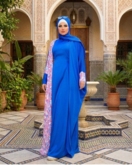 عباية آسيا ستان أرماني بنقشة جانبية ازرق – 302