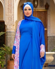 عباية آسيا ستان أرماني بنقشة جانبية ازرق – 302