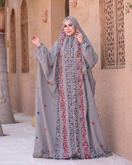 ملحفة كتان مطرّز بالكامل – B019