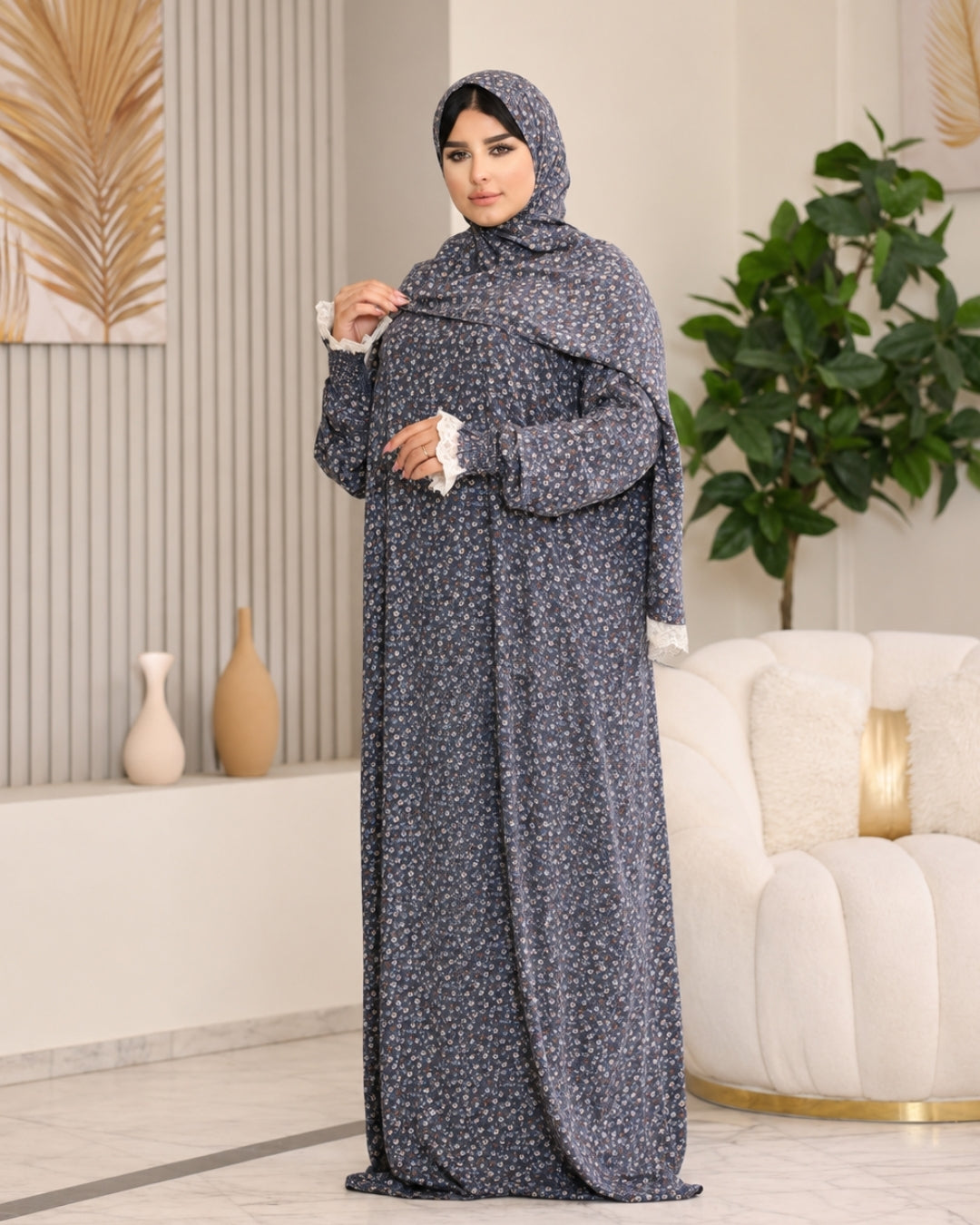 إسدال آصال فسكوز قطن بدانتيل – 3066