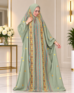 ملحفة كتان مطرّز بالكامل – B019